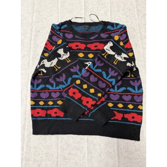 Duck Print Debut Sweater Size S/M Long sleeve Primarily Black - Picture 2 of 8